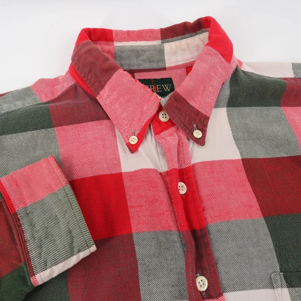 Vinateg J‎ Crew Flannel Oarsman Men's Plaid Button Down Shirt Long Sleeve Large